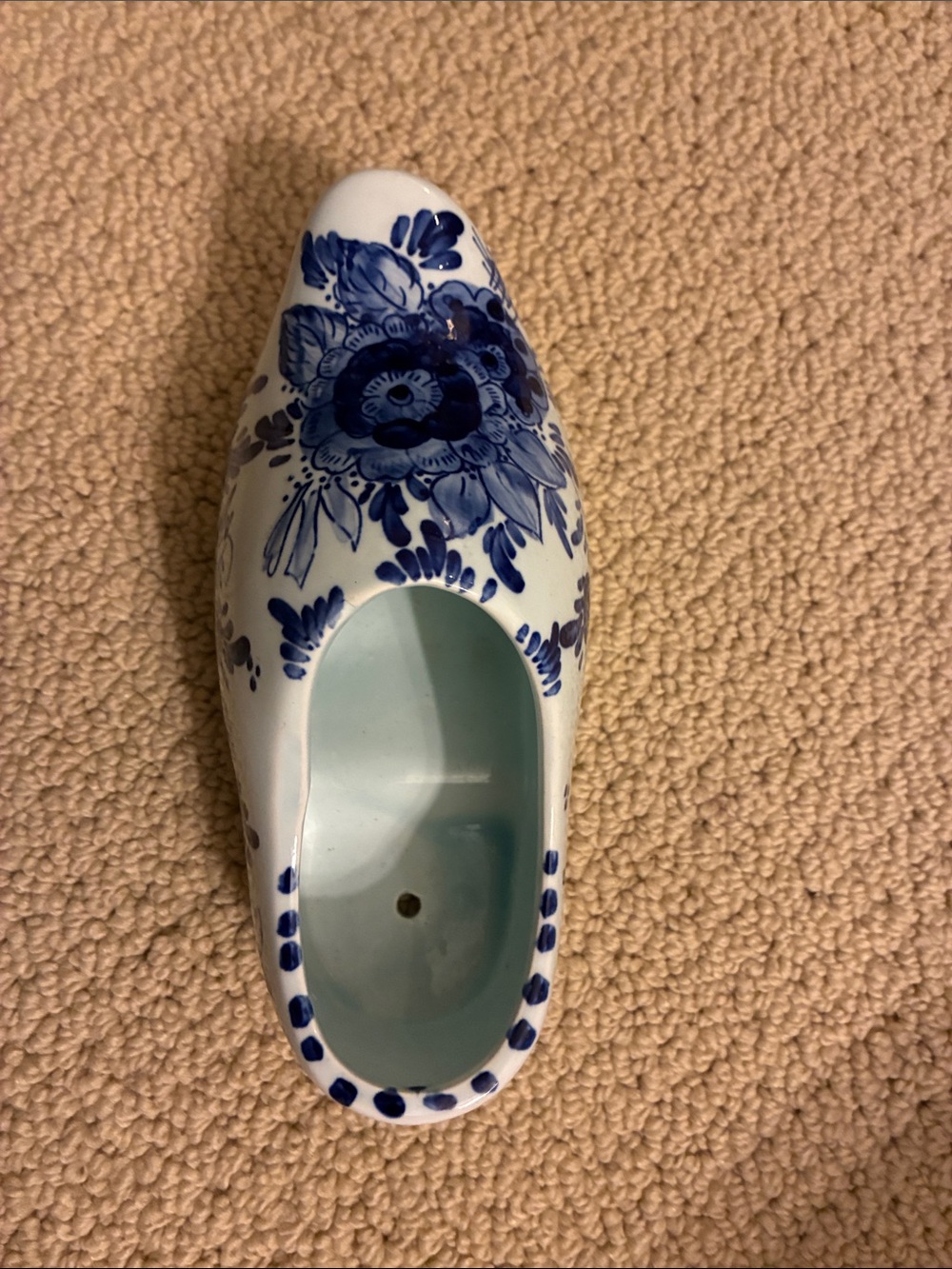 Vintage Hand Painted Delft Blauw Blue Floral Porcelain Clog